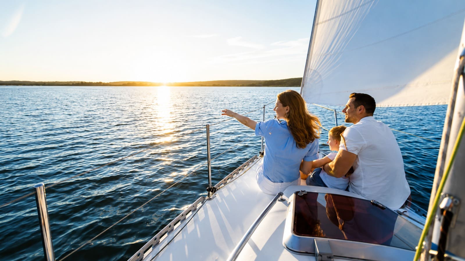 Familia navegando en velero al atardecer — planeación patrimonial y seguros de vida Life Experts